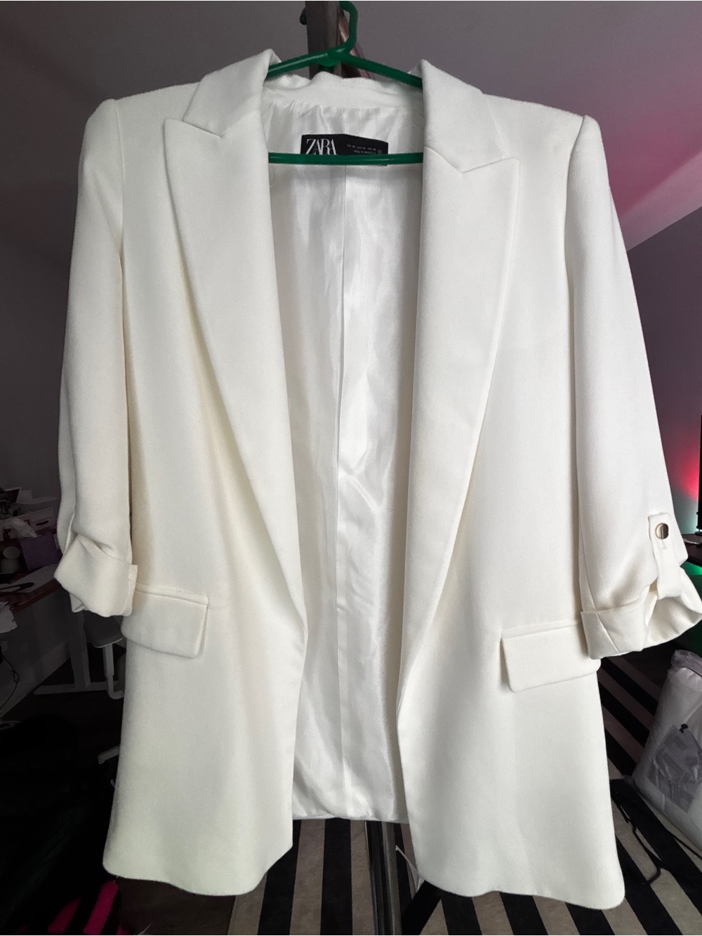 Zara White Long Blazer